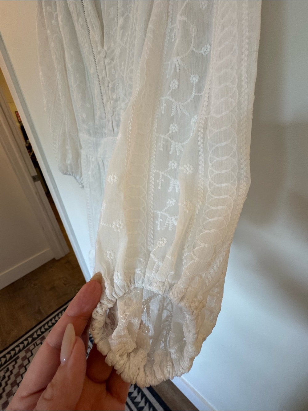 Baltic Born White Embroidered Mini Dress Boho Cottagecore Size S - Picture 5 of 6